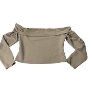 Abercrombie & Fitch Top Womens Long Sleeve Off Shoulder Beige‎ Size L